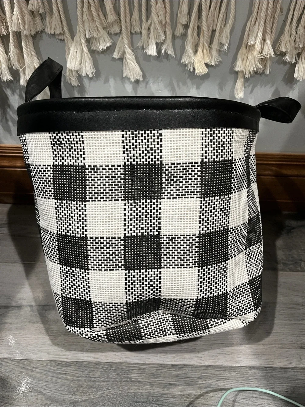 Black & White Buffalo Check Storage Bin with Handles